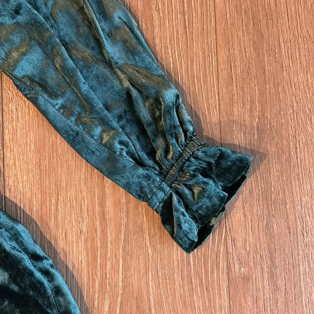 DARK GREEN CRUSHED VELVET COZY HOLIDAY DRESS FROM GYMBOREE GIRLS SIZE 8